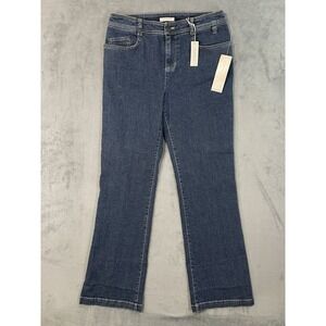 New Jones New York Jeans Womens 4 Blue Dark Wash High Rise Relaxed Wide Leg